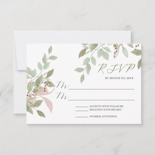 Spring Flowers Waterverf Roze bruiloft RSVP Kaartje (Voorkant)