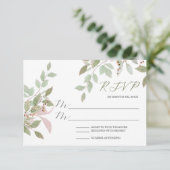 Spring Flowers Waterverf Roze bruiloft RSVP Kaartje (Staand voorkant)