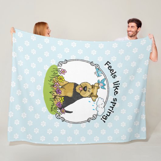 Spring Flowers Welsh Terrier Dog met Flowers Cute Fleece Deken (In situ)