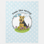 Spring Flowers Welsh Terrier Dog met Flowers Cute Fleece Deken (Voorkant)