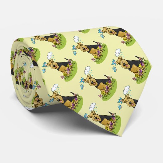 Spring Flowers Welsh Terrier Dog met Flowers Cute Stropdas (Opgerold)