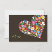 Spring Flowers Whimsical Heart Wedding RSVP Kaartje (Achterkant)