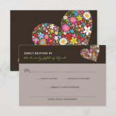 Spring Flowers Whimsical Heart Wedding RSVP Kaartje (Voorkant / Achterkant)