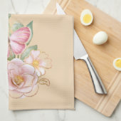 Spring Flowers White roze Yellow Kitchen Towel Theedoek (Quarter Fold)