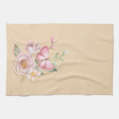 Spring Flowers White roze Yellow Kitchen Towel Theedoek (Horizontaal)