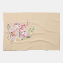 Spring Flowers White roze Yellow Kitchen Towel Theedoek
