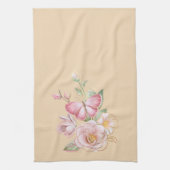 Spring Flowers White roze Yellow Kitchen Towel Theedoek (Verticaal)