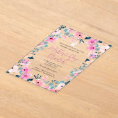 Spring Flowers Wine Moederdag Brunch Acryl Uitnodigingen (Laagn)