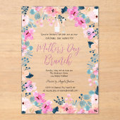 Spring Flowers Wine Moederdag Brunch Acryl Uitnodigingen (Voorkant)