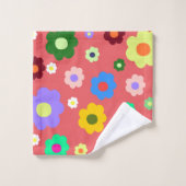 Spring Flowers Y2K Retro Patroon Bad Handdoek (Wasdoekje)