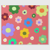 Spring Flowers Y2K Retro Patroon Cadeaupapier (Vlak)