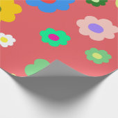 Spring Flowers Y2K Retro Patroon Cadeaupapier (Hoek)