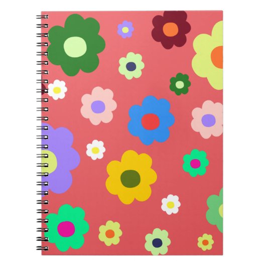 Spring Flowers Y2K Retro Patroon Notitieboek (Voorkant)