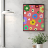 Spring Flowers Y2K Retro Patroon Poster