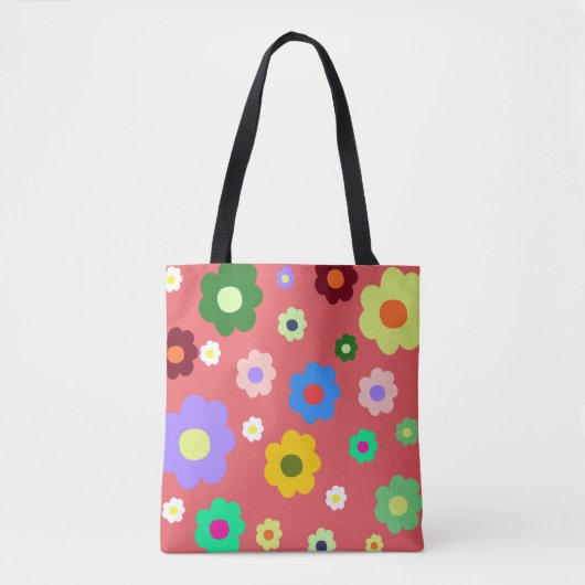 Spring Flowers Y2K Retro Patroon Tote Bag (Voorkant)