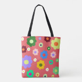 Spring Flowers Y2K Retro Patroon Tote Bag (Achterkant)