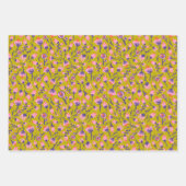 Spring Flowers Yellow Pink purp Botanical Floral Inpakpapier Vel (Voorkant)