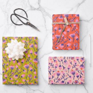 Spring Flowers Yellow Pink purp Botanical  Floral  Inpakpapier Vel
