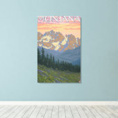 Spring FlowersMontanaVintage Travel Poster Canvas Afdruk (Insitu (Houten vloer))