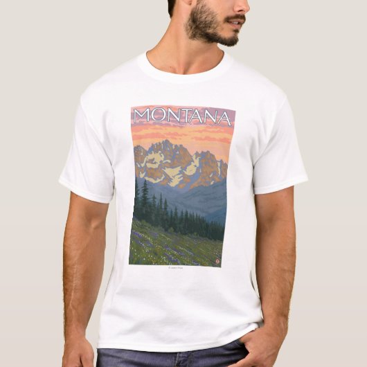 Spring FlowersMontanaVintage Travel Poster T-shirt (Voorkant)