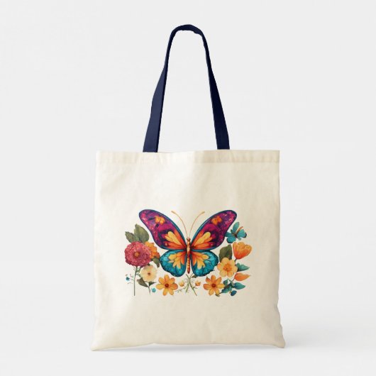Spring Flutter: kleurrijke vlinders Budget Tas (Achterkant)
