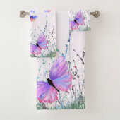 Spring Flying Butterflies Badhanddoek Set Bad Handdoek (Insitu)