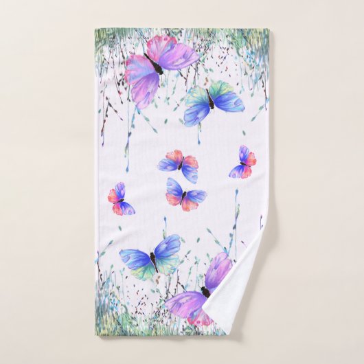 Spring Flying Butterflies Badhanddoek Set Bad Handdoek (Handdoek)