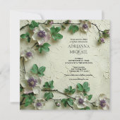 Spring Foliage Floral Wedding Invitation Kaart (Voorkant)
