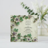 Spring Foliage Floral Wedding Invitation Kaart (Staand voorkant)