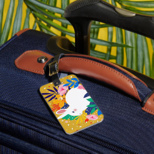 Spring Forest Flower White Bunny Bagagelabel