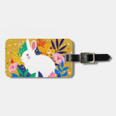 Spring Forest Flower White Bunny Bagagelabel (Voorkant horizontaal)