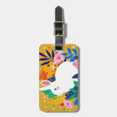 Spring Forest Flower White Bunny Bagagelabel (Voorkant verticaal)