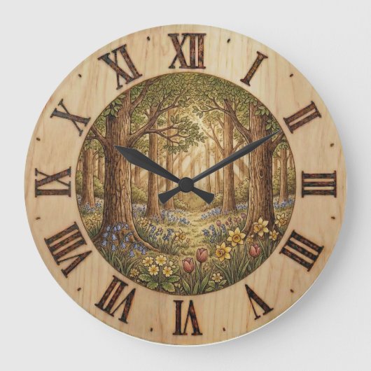 Spring Forest - Wall Clock Grote Klok (Voorkant)