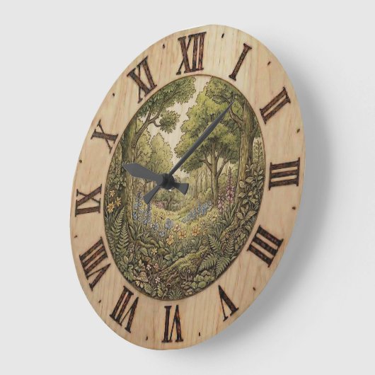 Spring Forest Wall Clock – Nature Decor Grote Klok (Hoek)