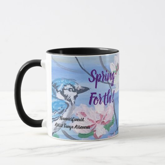  SPRING FORTH Blauw & Wit BLOEMENKUNST Mok (Links)