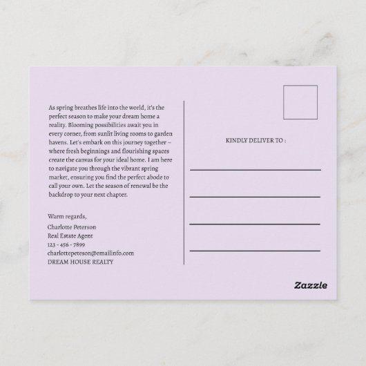 Spring Forward vastgoedmarketing Briefkaart (Achterkant)