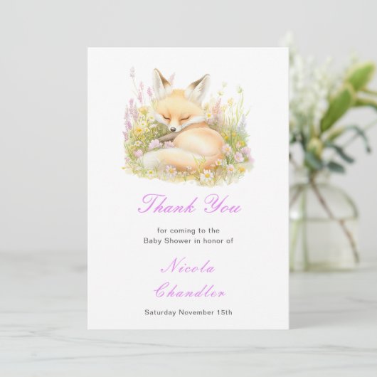 Spring Fox Baby shower Bedankkaart (Staand voorkant)