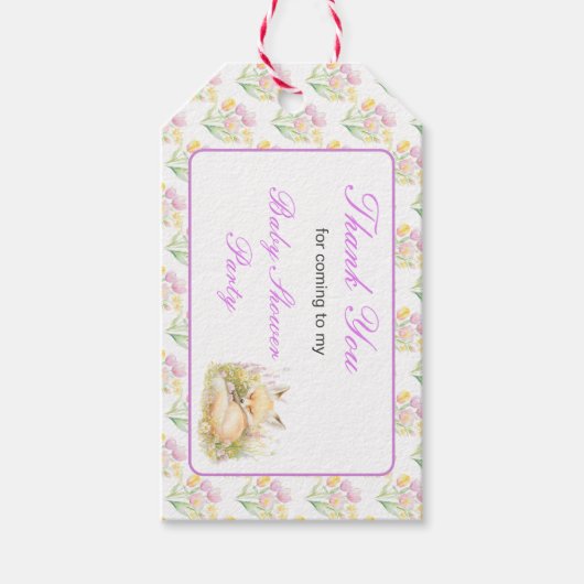 Spring Fox Baby shower Cadeaulabel (Voorkant)