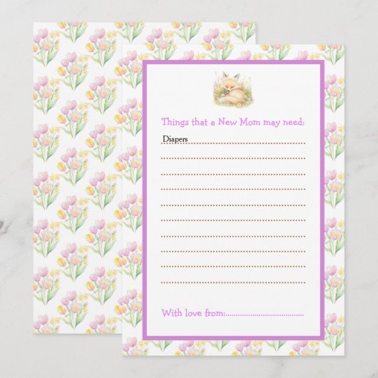 Spring Fox Baby shower Kaart (Voorkant / Achterkant)