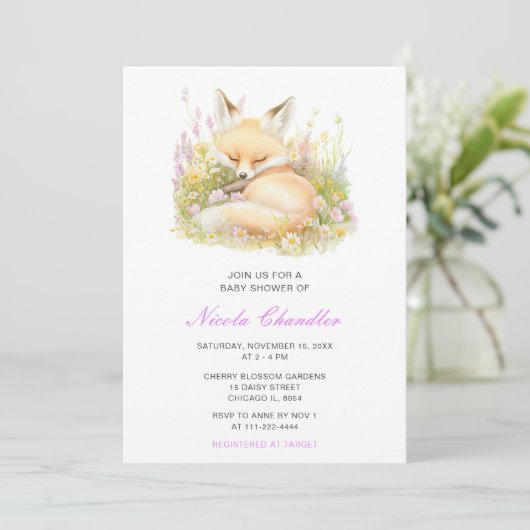 Spring Fox Baby shower Kaart (Staand voorkant)