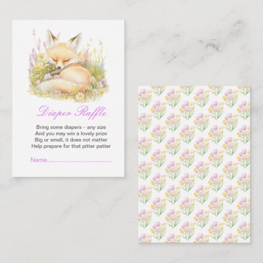 Spring Fox Baby shower Luierkrabbel Informatiekaartje (Voorkant / Achterkant)