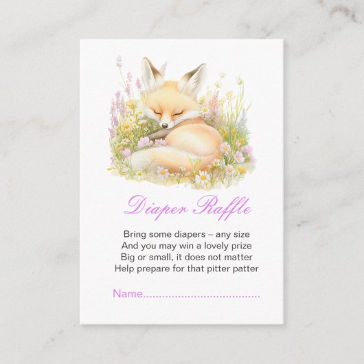 Spring Fox Baby shower Luierkrabbel Informatiekaartje (Voorkant)