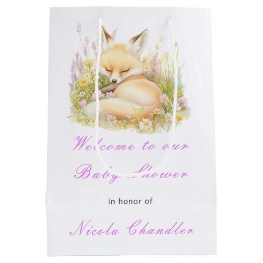 Spring Fox Baby shower Medium Cadeauzakje (Achterkant)
