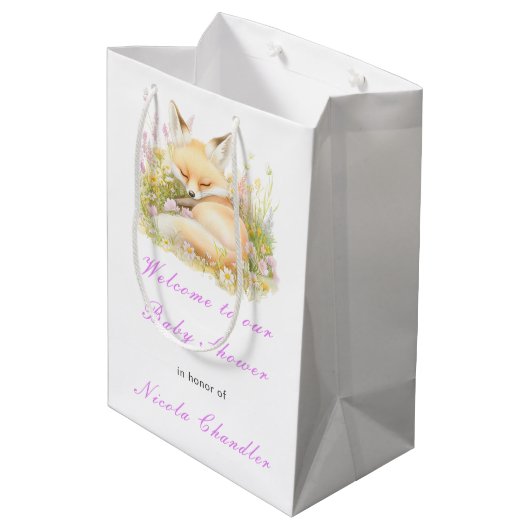 Spring Fox Baby shower Medium Cadeauzakje (Achterkant Gekanteld)