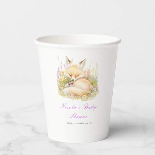 Spring Fox Baby shower Papieren Bekers (Achterkant)