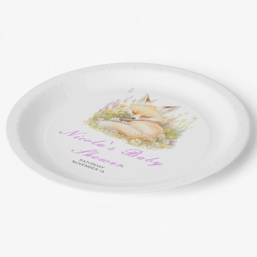 Spring Fox Baby shower Papieren Bordje (Gekanteld)