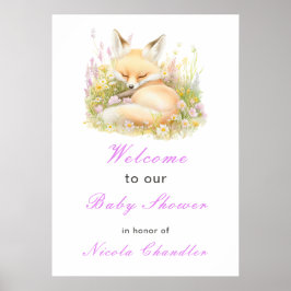 Spring Fox Baby shower Poster