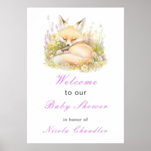 Spring Fox Baby shower Poster (Voorkant)