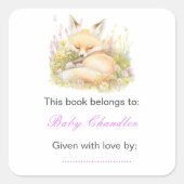 Spring Fox Baby shower Vierkante Sticker (Voorkant)