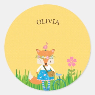 Spring Fox Meisje Ronde Sticker